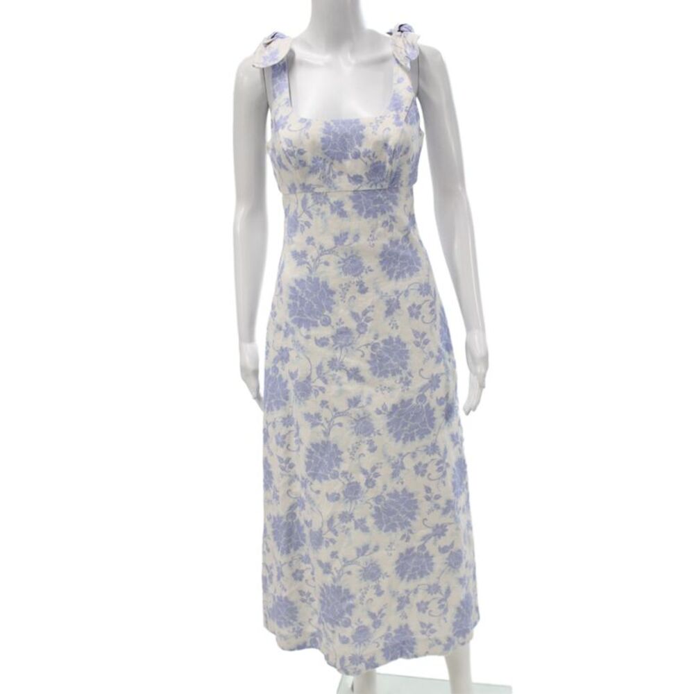 Zimmermann Women Maxi Sundress Beige Floral Midcalf Square Neck Size 0